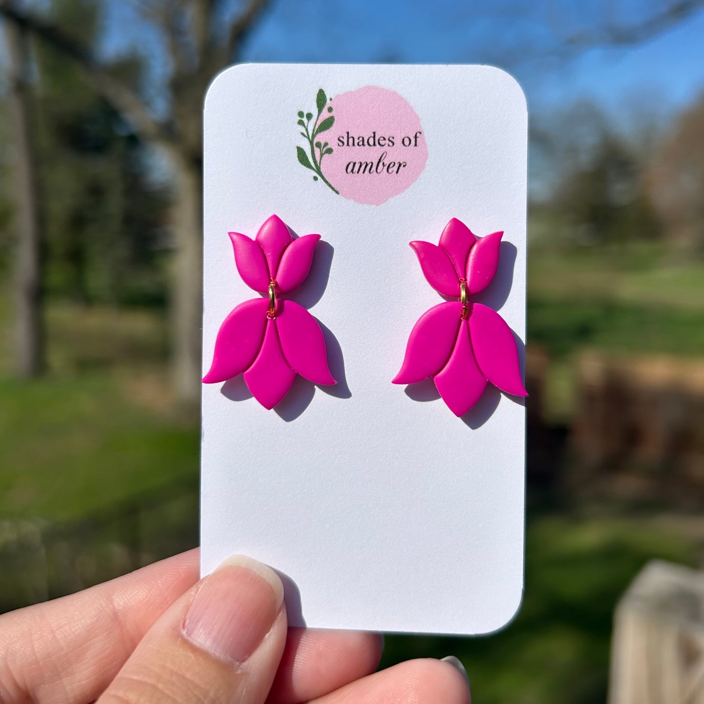 Tulips | Magenta Polymer Clay Earrings