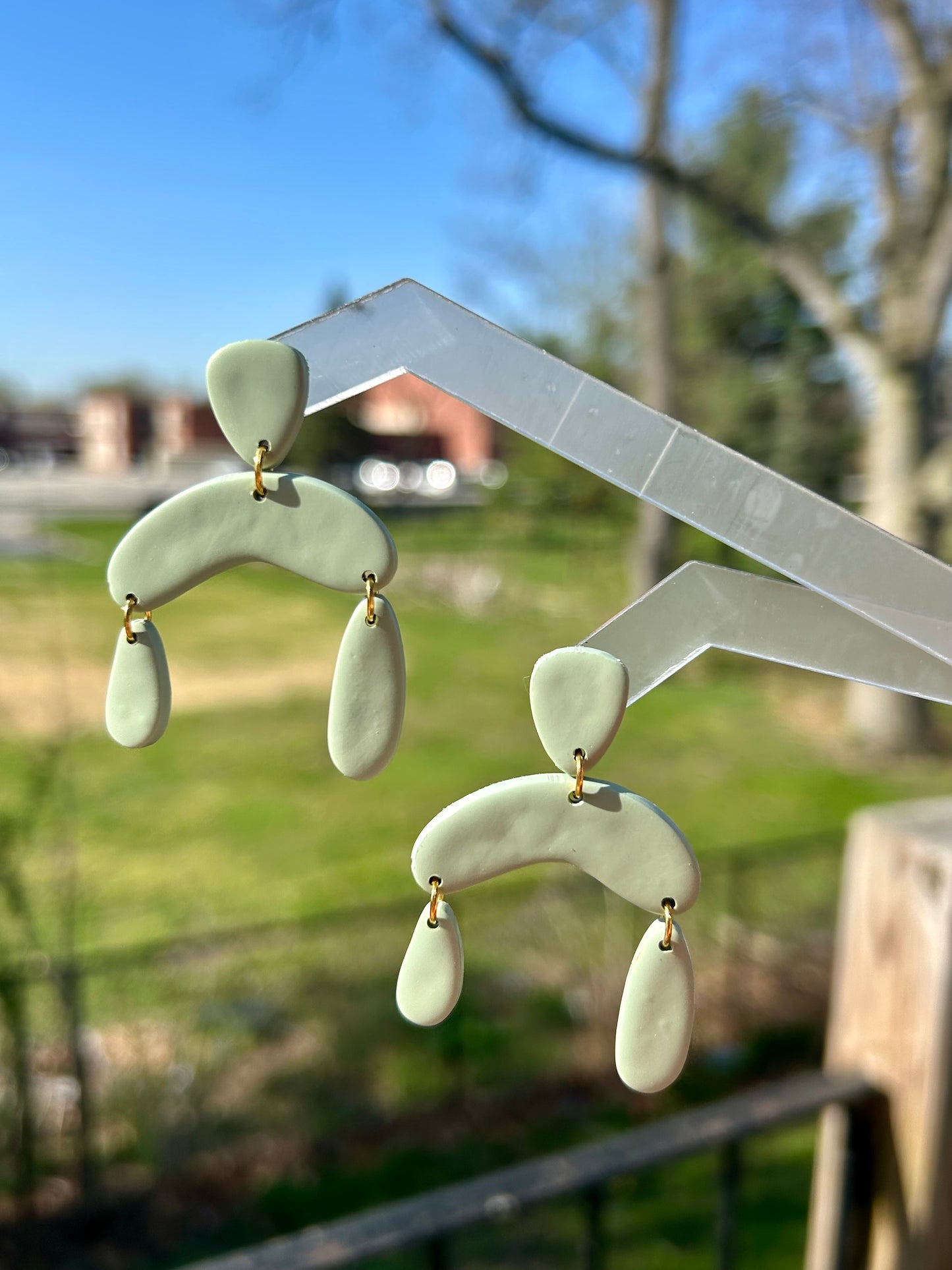 Lena | Sage Green Polymer Clay Earrings