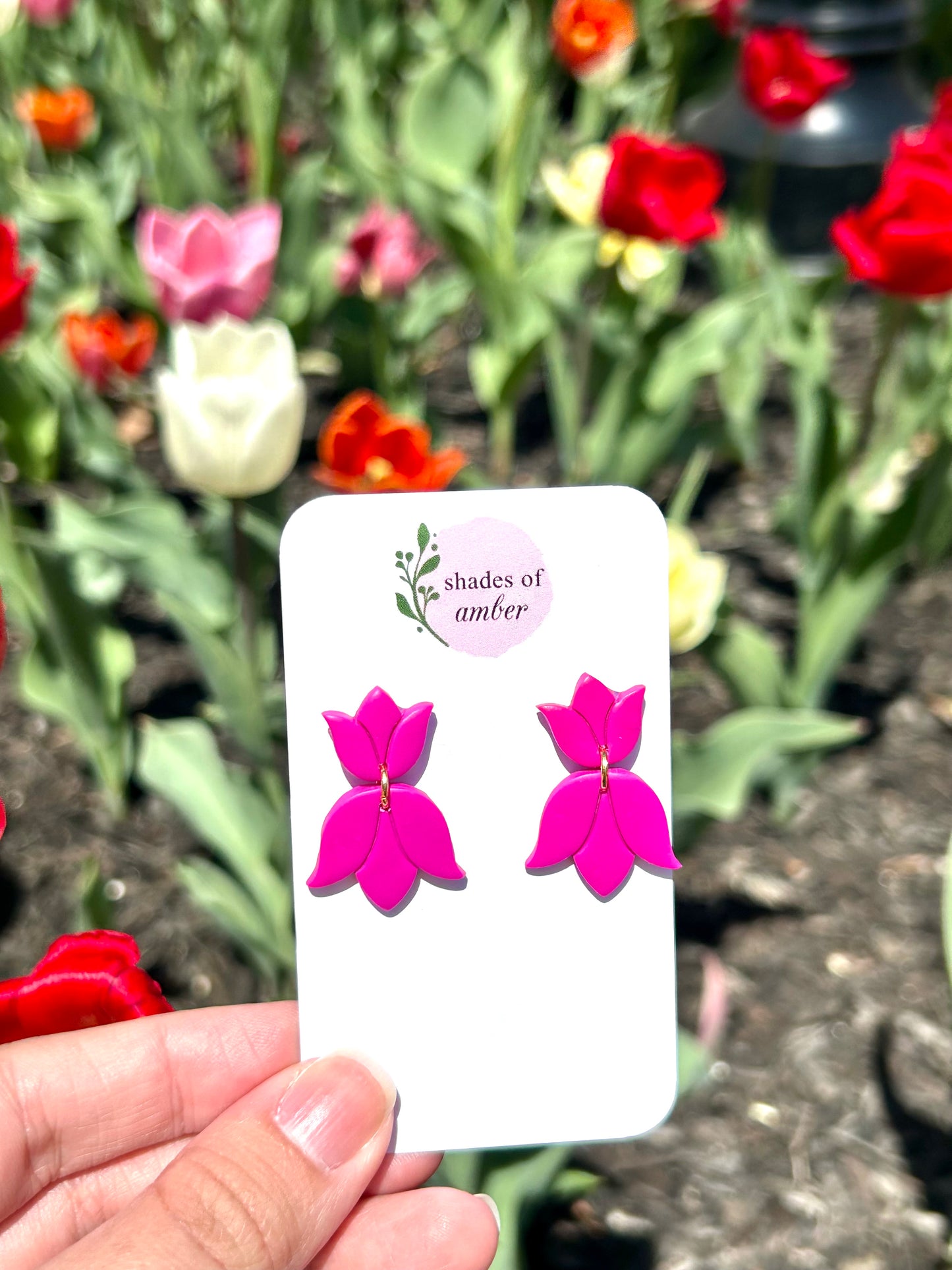 Tulips | Magenta Polymer Clay Earrings