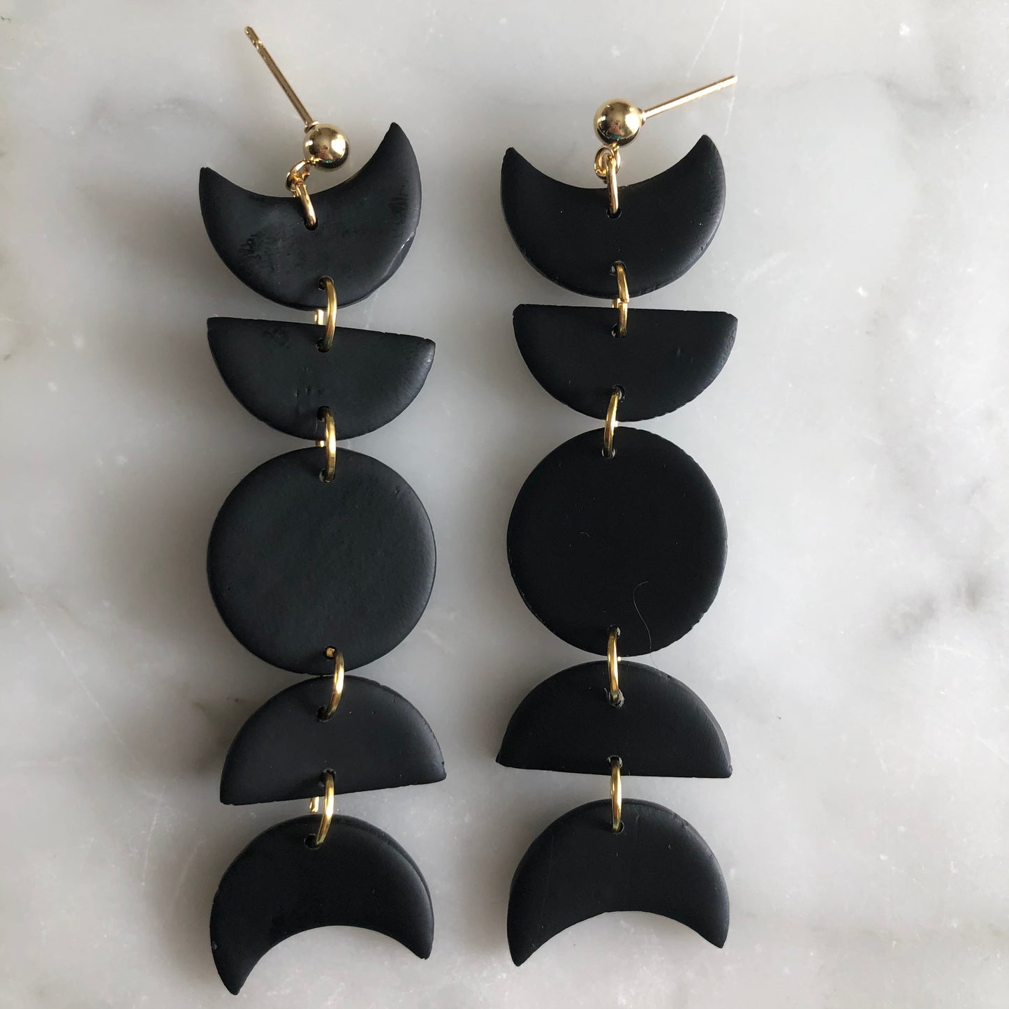 Moon Phase | Black Handmade Polymer Clay Earrings