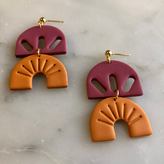 Carmen | Pink & Orange Handmade Polymer Clay Earrings