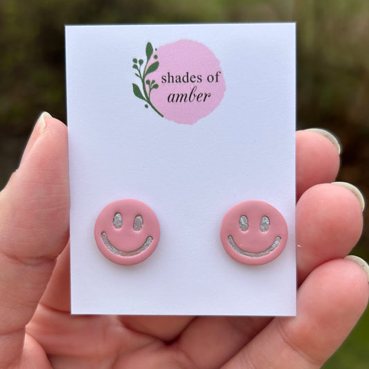 Smiley Face | Hand Painted Polymer Clay Earrings