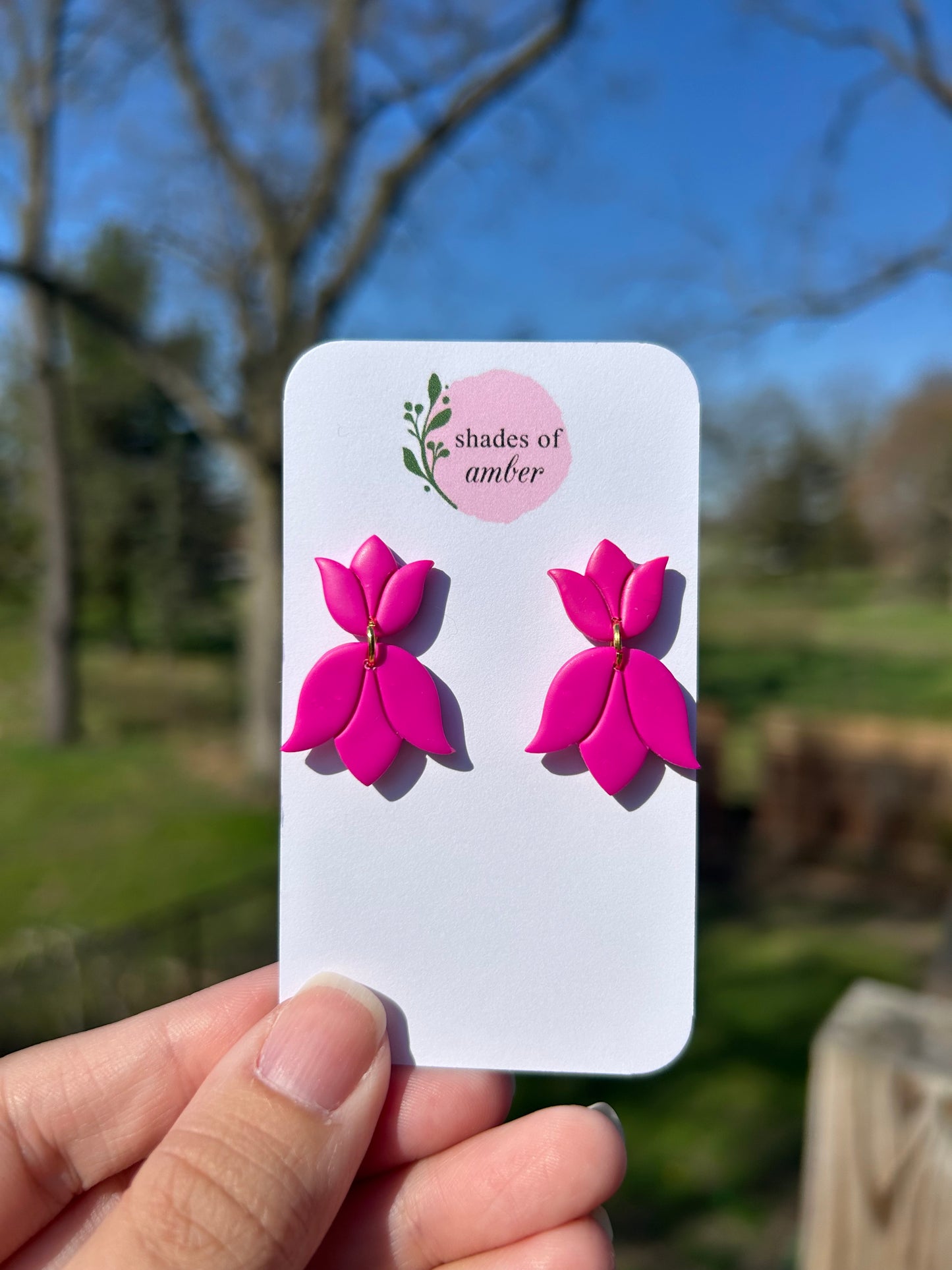 Tulips | Magenta Polymer Clay Earrings