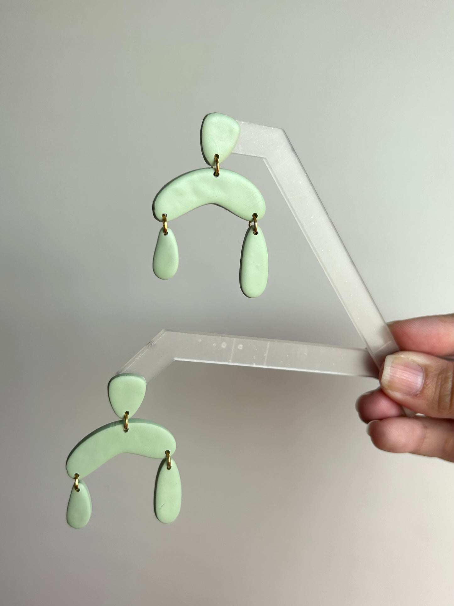 Lena | Sage Green Polymer Clay Earrings