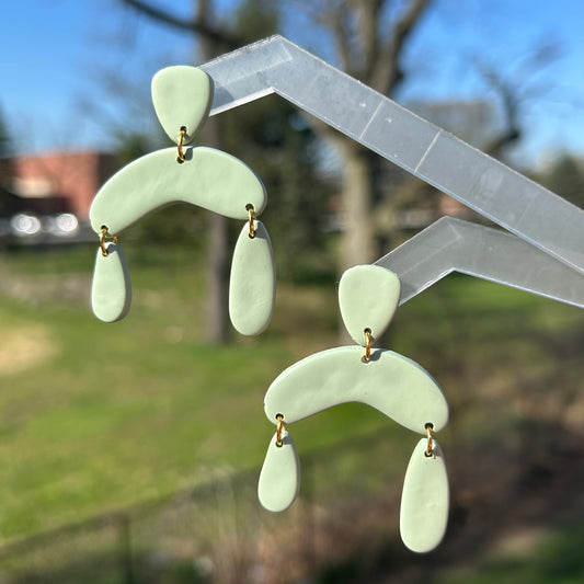 Lena | Sage Green Polymer Clay Earrings