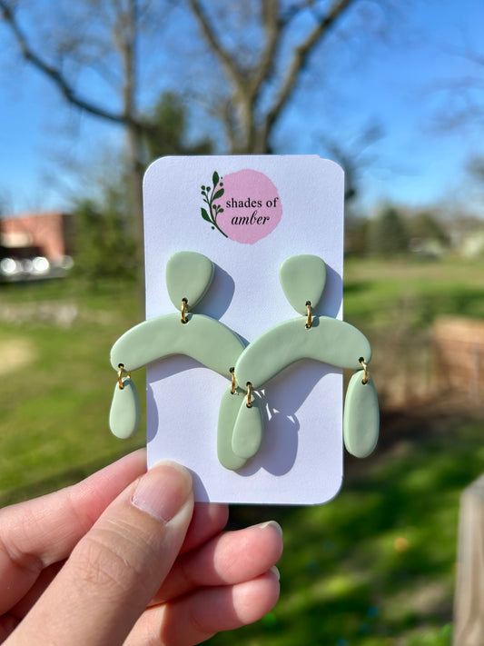 Lena | Sage Green Polymer Clay Earrings