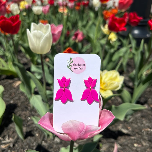 Tulips | Magenta Polymer Clay Earrings